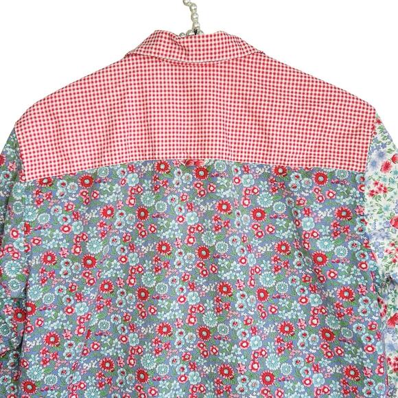 Vintage Gap Brand Gingham Floral Patchwork Shirt XL Boho Cottage Western Retro - Picture 5 of 8